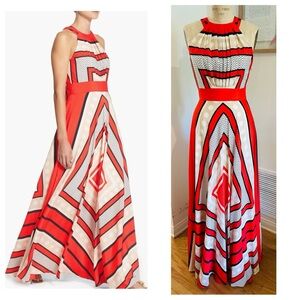 Eliza J Print Crêpe de Chine Fit & Flare Maxi Halter Dress, Size 8, NWOT